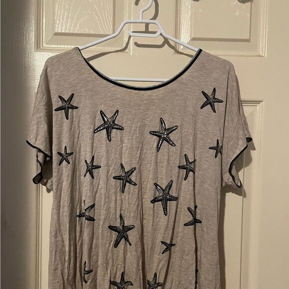 NWOT Bling Starfish T-shirt (Tan) - Picture 1 of 3